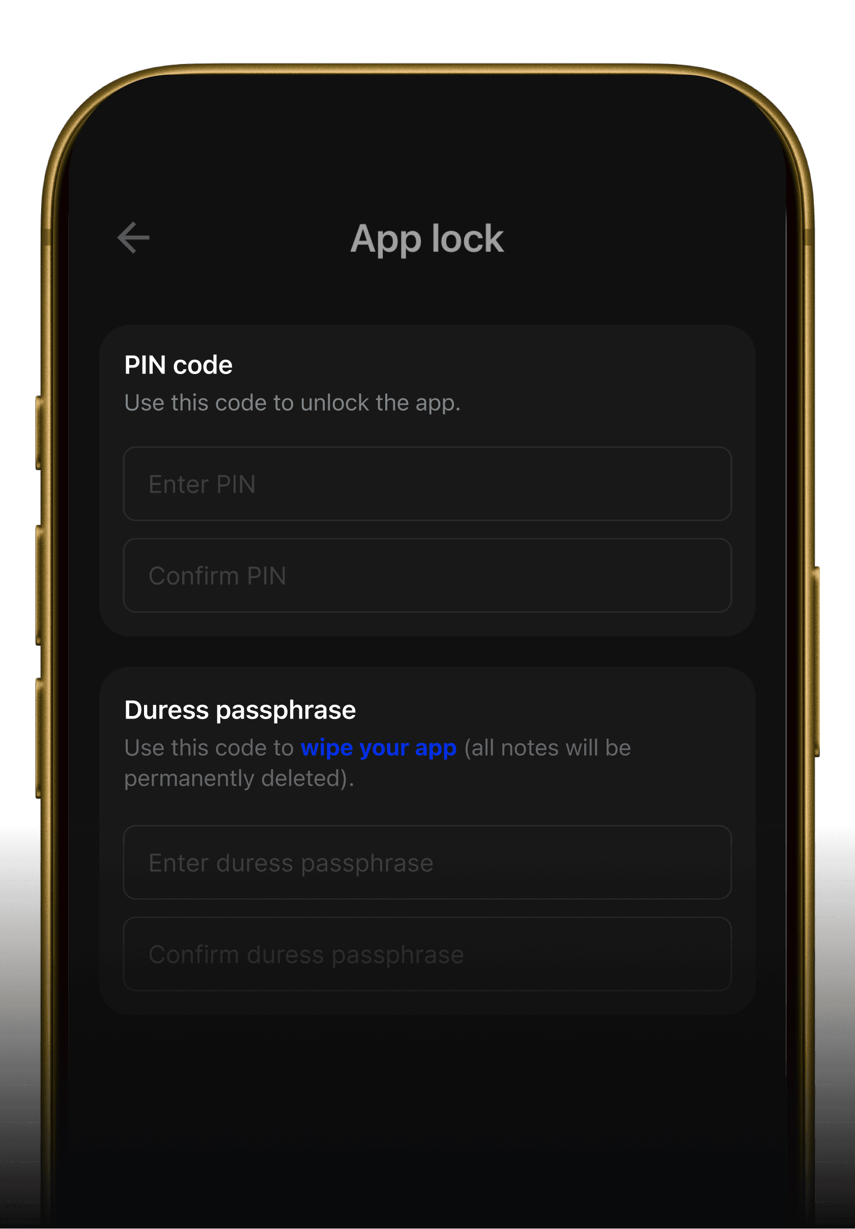 Khóa ứng dụng và passphrase khẩn cấp trên điện thoại